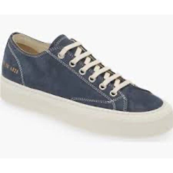 Woman by Common Projects  4160 Tournament Low Sneakers in Navy Nubuck 39 - Picture 1 of 5
